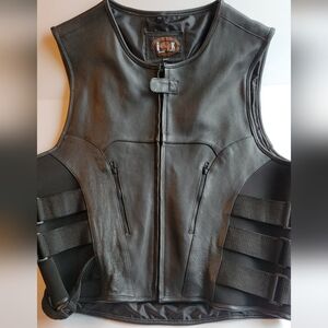 Black Leather Vest with Adjustable Straps